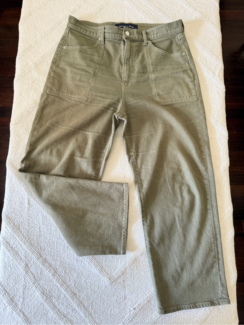 Like New! Veronica Beard Crosbie High Waist Crop Wide Leg Green Jeans Size 31/12 - Picture 5 of 12